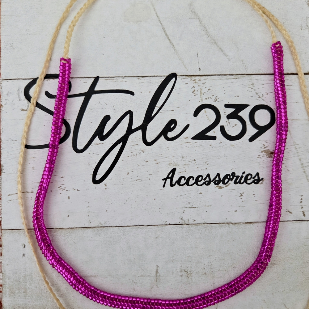Hot Pink Miyuki Adjustable Necklace/Choker.